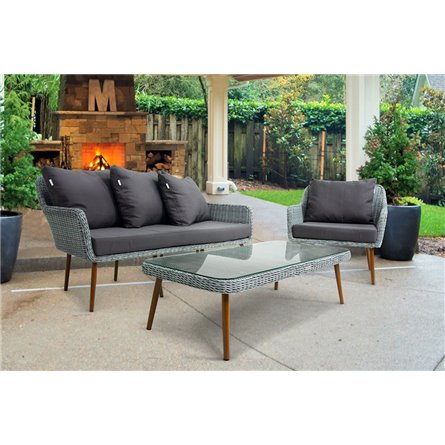 Комплект плетеной мебели MOKKA RIMINI (стол кофейный, 2 кресла, диван 3 х-местный)