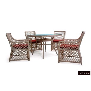 Комплект плетеной мебели MOKKA VILLA ROSA (4 кресла) + 4 подушки