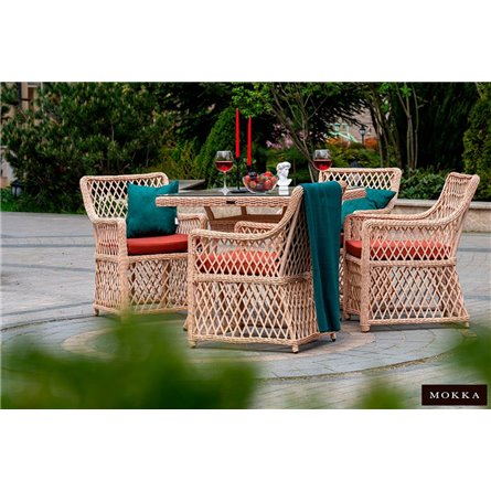 Комплект плетеной мебели MOKKA VILLA ROSA (4 кресла) + 4 подушки