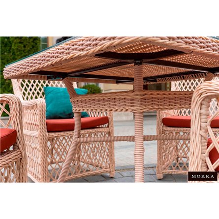 Комплект плетеной мебели MOKKA VILLA ROSA (4 кресла) + 4 подушки