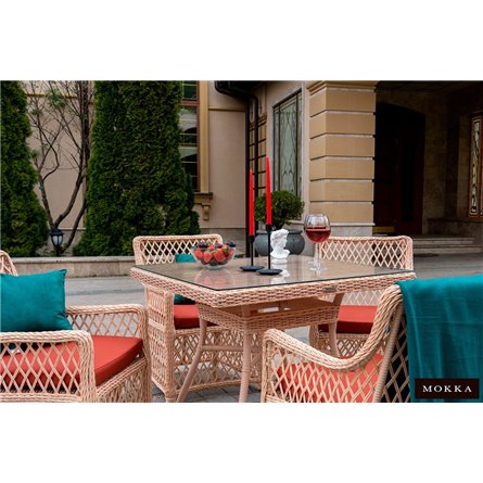 Комплект плетеной мебели MOKKA VILLA ROSA (4 кресла) + 4 подушки