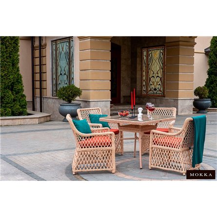 Комплект плетеной мебели MOKKA VILLA ROSA (4 кресла) + 4 подушки