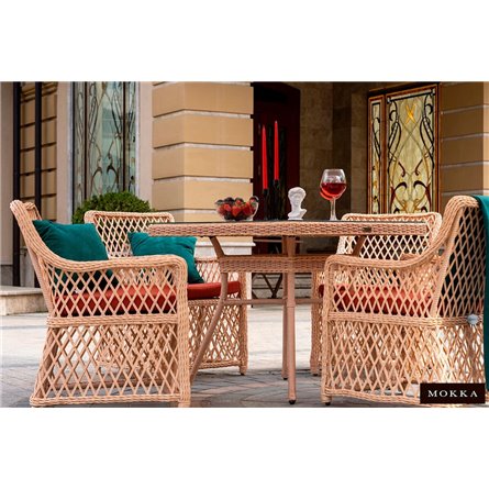 Комплект плетеной мебели MOKKA VILLA ROSA (4 кресла) + 4 подушки