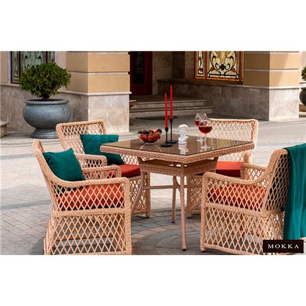 Комплект плетеной мебели MOKKA VILLA ROSA (4 кресла) + 4 подушки