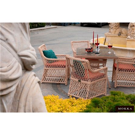 Комплект плетеной мебели MOKKA VILLA ROSA (4 кресла) + 4 подушки