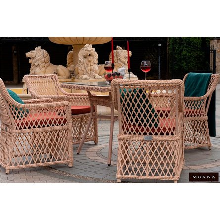 Комплект плетеной мебели MOKKA VILLA ROSA (4 кресла) + 4 подушки