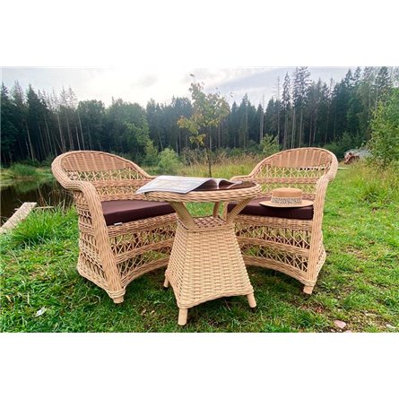 Комплект плетеной мебели МОККА LORETO (стол кофейный круглый, 2 кресла), Бежевый