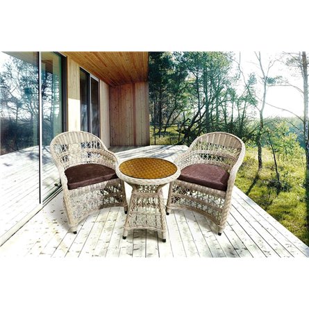 Комплект плетеной мебели МОККА LORETO (стол кофейный круглый, 2 кресла), Бежевый