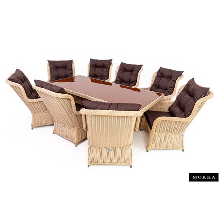 Комплект плетеной мебели МОККА SAN MARINO (стол обеденный, 8 кресел), Бежевый