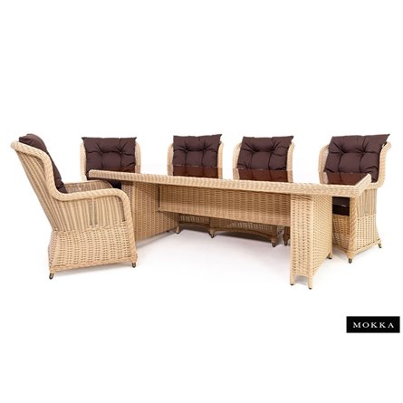 Комплект плетеной мебели МОККА SAN MARINO (стол обеденный, 8 кресел), Бежевый
