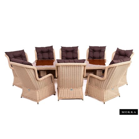 Комплект плетеной мебели МОККА SAN MARINO (стол обеденный, 8 кресел), Бежевый