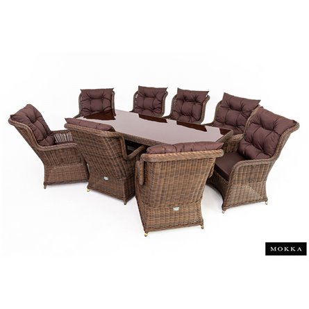 Комплект плетеной мебели МОККА SAN MARINO (стол обеденный, 8 кресел), Бронзовый