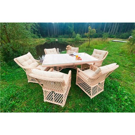 Плетеная мебель для террасы MOKKA VILLA ROSA (на 6 персон) + 12 подушек