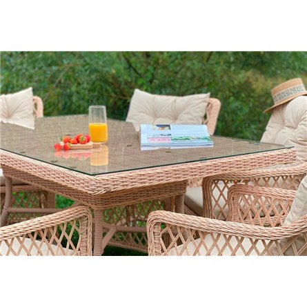 Плетеная мебель для террасы MOKKA VILLA ROSA (на 6 персон) + 12 подушек