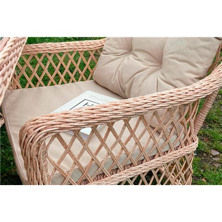 Плетеная мебель для террасы MOKKA VILLA ROSA (на 6 персон) + 12 подушек