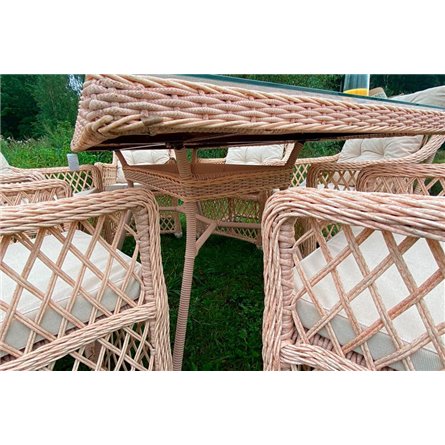 Плетеная мебель для террасы MOKKA VILLA ROSA (на 6 персон) + 12 подушек