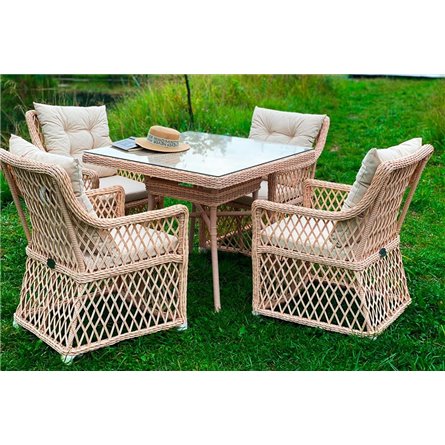 Плетеный комплект мебели MOKKA VILLA ROSA (4 персоны) + 8 подушек