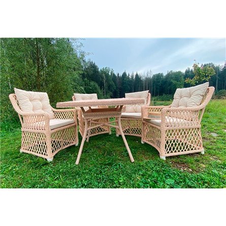 Плетеный комплект мебели MOKKA VILLA ROSA (4 персоны) + 8 подушек