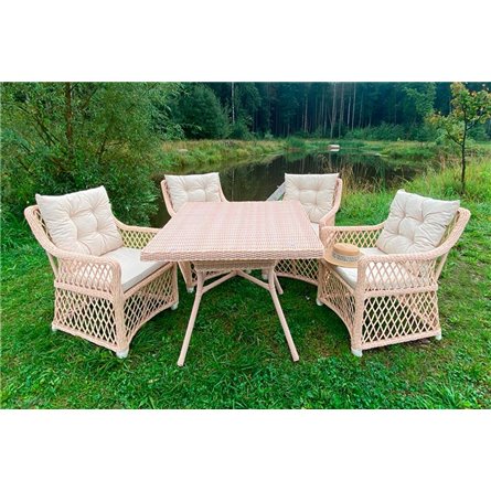 Плетеный комплект мебели MOKKA VILLA ROSA (4 персоны) + 8 подушек