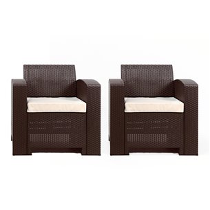 Rattan premium, комплект из 2-х кресел в цвете венге с подушками