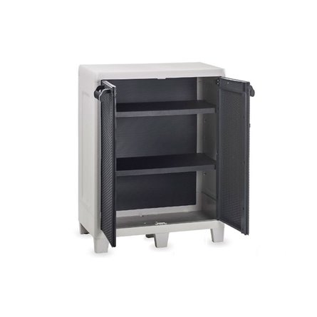 Уличный шкаф TOOMAX 2х дверный глубокий SANTORINI XL (2 полки), светло-серый/антрацит