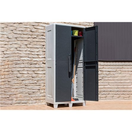 Уличный шкаф TOOMAX 2х дверный глубокий SANTORINI XL (3 полки), светло-серый/антрацит