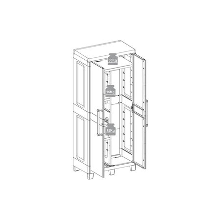 Уличный шкаф TOOMAX 2х дверный глубокий SANTORINI XL (3 полки), светло-серый/антрацит