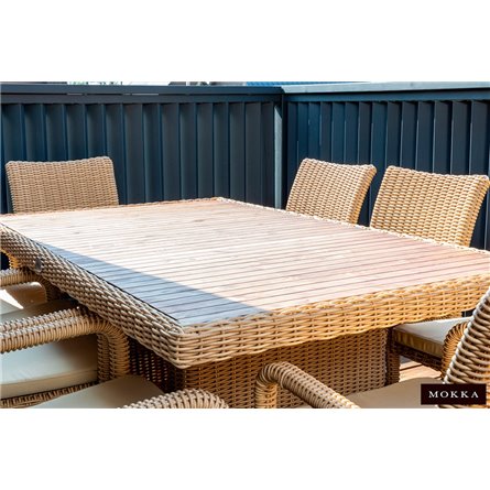 MOKKA BELLA стол прямоугольный с деревянной столешницей, соломенный