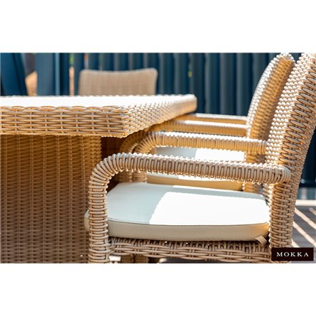 MOKKA BELLA стол прямоугольный с деревянной столешницей, соломенный