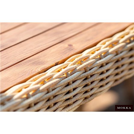 MOKKA BELLA стол прямоугольный с деревянной столешницей, соломенный