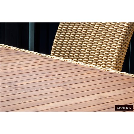 MOKKA BELLA стол прямоугольный с деревянной столешницей, соломенный