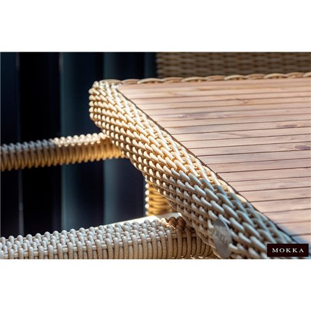 MOKKA BELLA стол прямоугольный с деревянной столешницей, соломенный