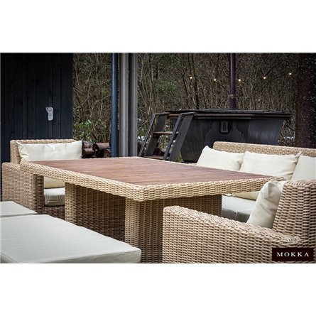 MOKKA BELLA стол прямоугольный с деревянной столешницей, соломенный