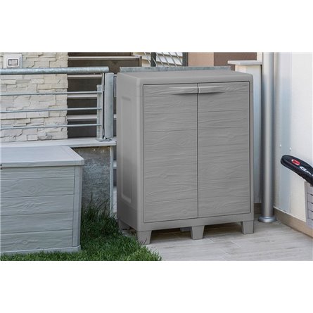 Уличная тумба TOOMAX 2х дверная глубокая WOODY'S XL (2 полки), светло-серый