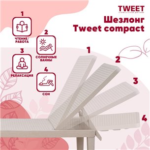 Шезлонг Tweet compact с матрасом, белый