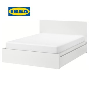 Кровать MALM МАЛЬМ ИКЕА белый 2 ящика 160х200 см