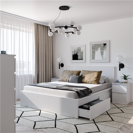 Кровать МАЛЬМ 140х200 белый с 2 ящиками для хранения