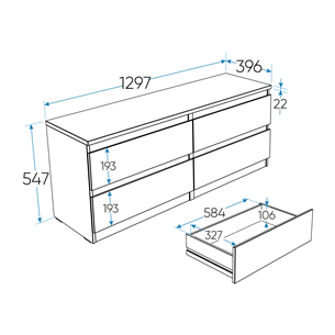 2.03.03.100.4 КАСТОР тумба 4 ящика RU серая