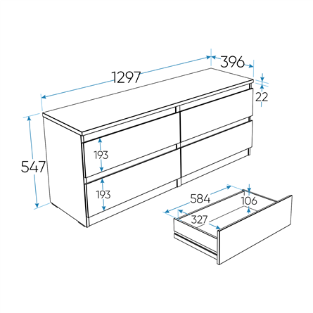 2.03.03.100.4 КАСТОР тумба 4 ящика RU серая