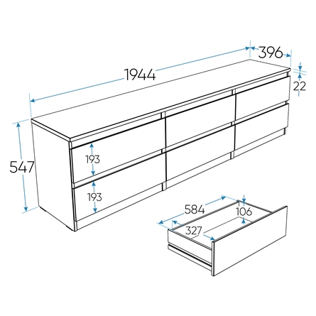 2.03.03.110.4 КАСТОР тумба 6 ящиков RU серая