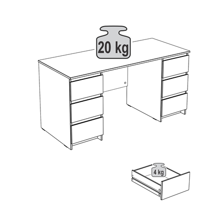 2.03.06.040.4 КАСТОР стол письменный 6 ящиков 151х65 RU серый