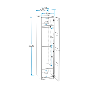 МАКС / ПАКС шкаф 1 дверь 50х61х233 серый RU