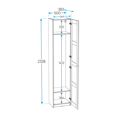 МАКС / ПАКС шкаф 1 дверь 50х38х233 серый RU