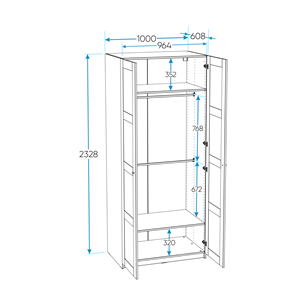 МАКС / ПАКС шкаф 2 двери 100х61х233 серый RU