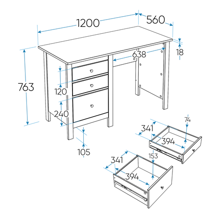 2.08.06.160.14 САГА стол письменный 120х56 белый/ясень