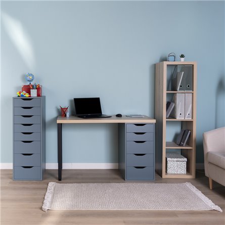 S01378 Ингар 1/5Т стол письменный 120x75x55, дуб беленый/серо-бирюзовый/черный