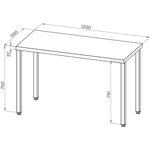 S01385 Ингар 1/ТТ стол письменный 120x75x55, дуб беленый/черный