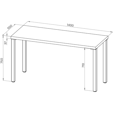 S01408 Ингар 2/ТТ стол письменный 140x75x55, дуб беленый/черный