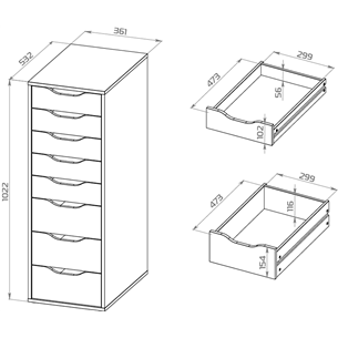 S01415 Ингар 8 комод 36x102x53, серо-бирюзовый