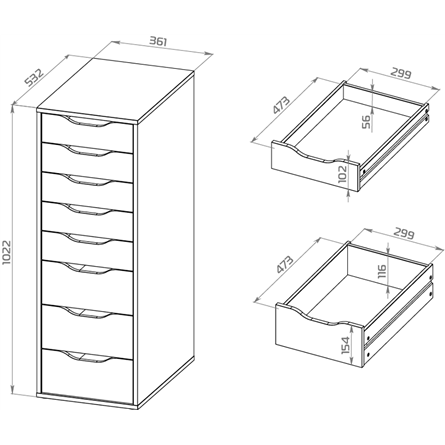 S01415 Ингар 8 комод 36x102x53, серо-бирюзовый